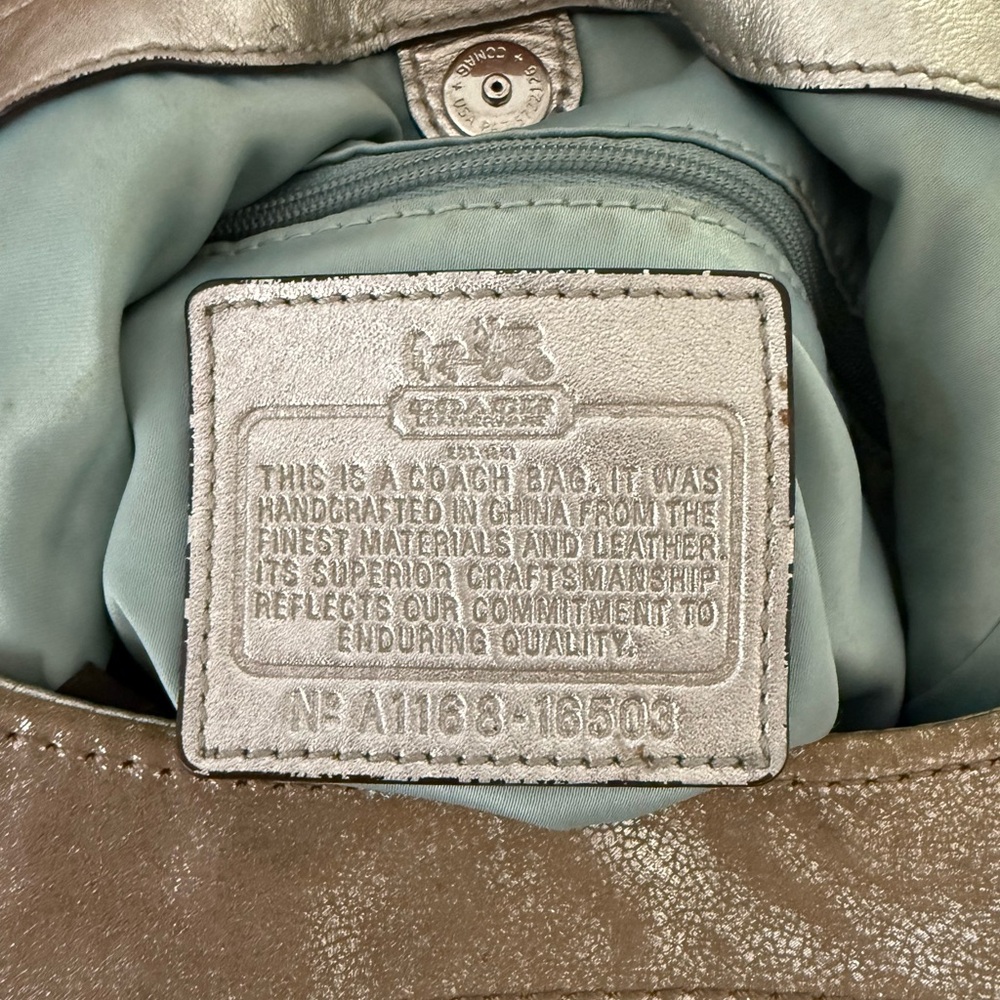 COACH Madison Maggie Metallic Gold Suede Leather Hobo Shoulder Bag - Picture 9 of 16